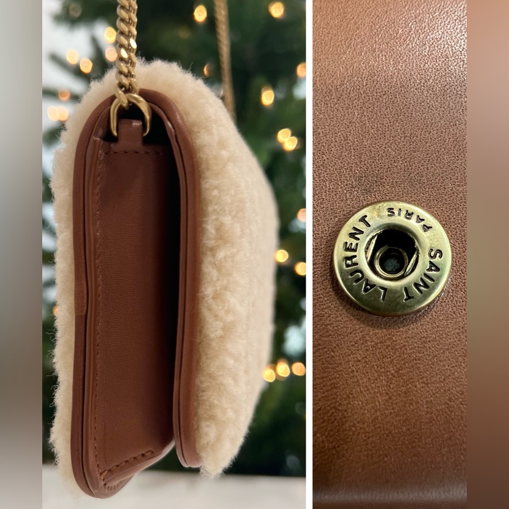 Saint Laurent Monogram shearling-paneled wallet on chain - Picture 7 of 12